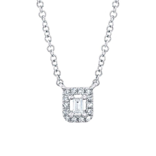 0.05Ct 14K W/G Diamond Baguette Necklace