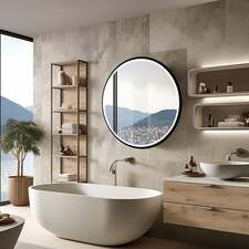TETHYS Round Custom LED Mirror with Frame