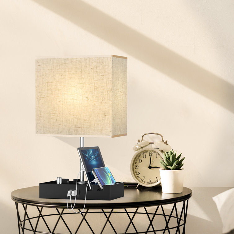 Marshawn Table Lamp with 2 USB Ports, 2 Power Outlets and Bulb Included