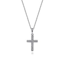 White Gold Classic 1/25ctw Diamond Cross Necklace