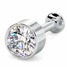 3.5mm Diamond Bezel-Set 14k Gold Labret Tragus Cartilage Flat Back Earring