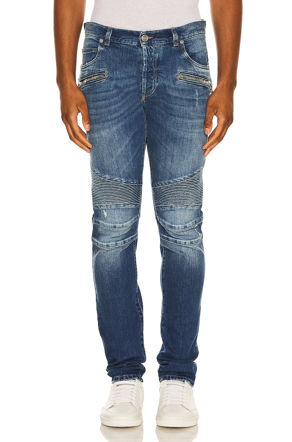 Image 3 of BALMAIN Ribbed Slim Jeans Double Stonewash in Bleu Jean