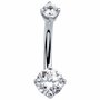 Petite Cubic Zirconia 14K Gold Belly Ring-14K White Gold 3 8