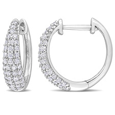 2 Mm 2/5 Ct Tgw Created Moissanite Hoop Earrings in Sterling Silver