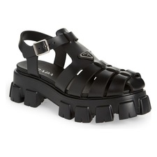 Prada Soft Cage Fisherman Sandal, Main, color, NERO