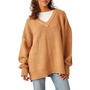 Free People Alli V-Neck Sweater, Main, color, CAMEL