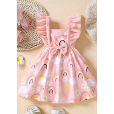 Summer Girl's Flying Sleeve Foral Print Casual Dress