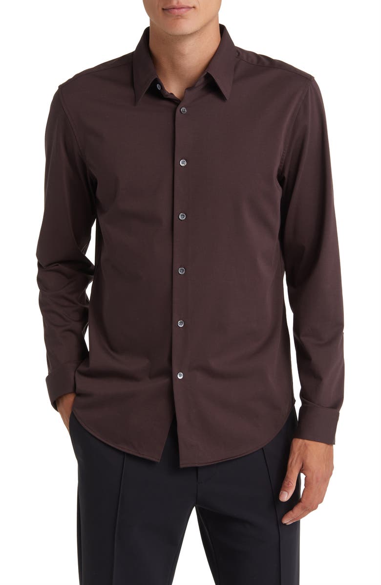 Sylvain ND Structure Knit Button-Up Shirt, Main, color, MALBEC