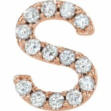 14K Rose .05 CTW Diamond Single Initial S Earring