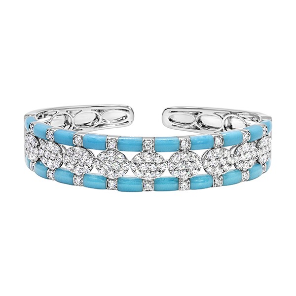 18K Turquoise Diamond Cuff ...