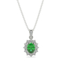 Emerald and Diamond Lady Diana Halo Pendant Platinum - ADRIENNE