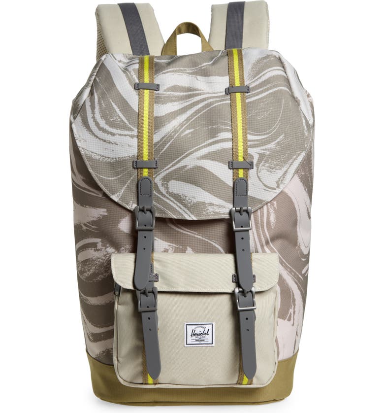 Herschel Supply Co. Little America Backpack, Main, color, PELICAN MARBLE / DRIED HERB