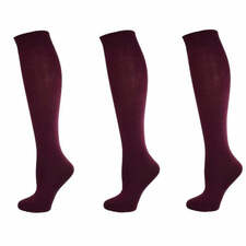 Classic Flat Knit Combed Cotton Knee High Socks 3 pair pack