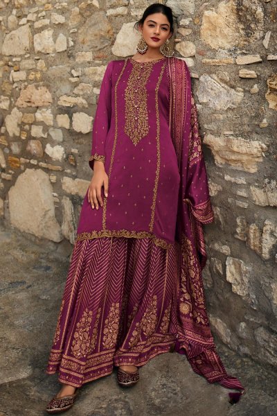 Plum Purple Georgette Satin...