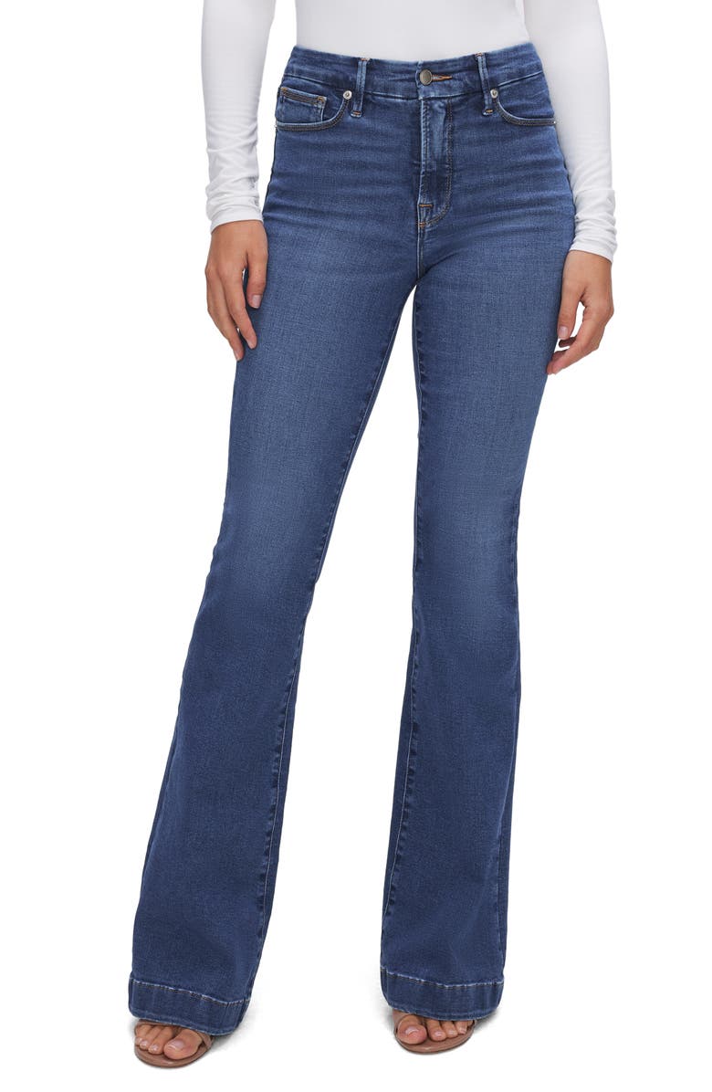 Good American Good Legs Flare Jeans, Main, color, BBLUE305