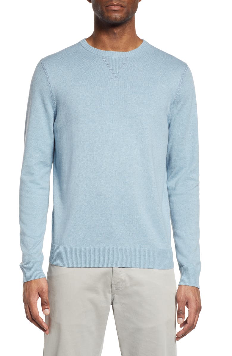 Cotton &amp; Cashmere Crew Sweater, Main, color, BLUE SMOKE