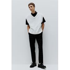 Slim Fit Pants - Black/plaid - Men 