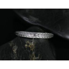 Ready to Ship Gilda 14kt White Gold Vintage Engraved Leaves True Thin Knife Edge ALMOST Eternity Ring