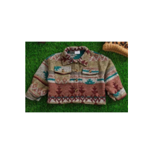 Kids Geometric Printed Crop Shacket