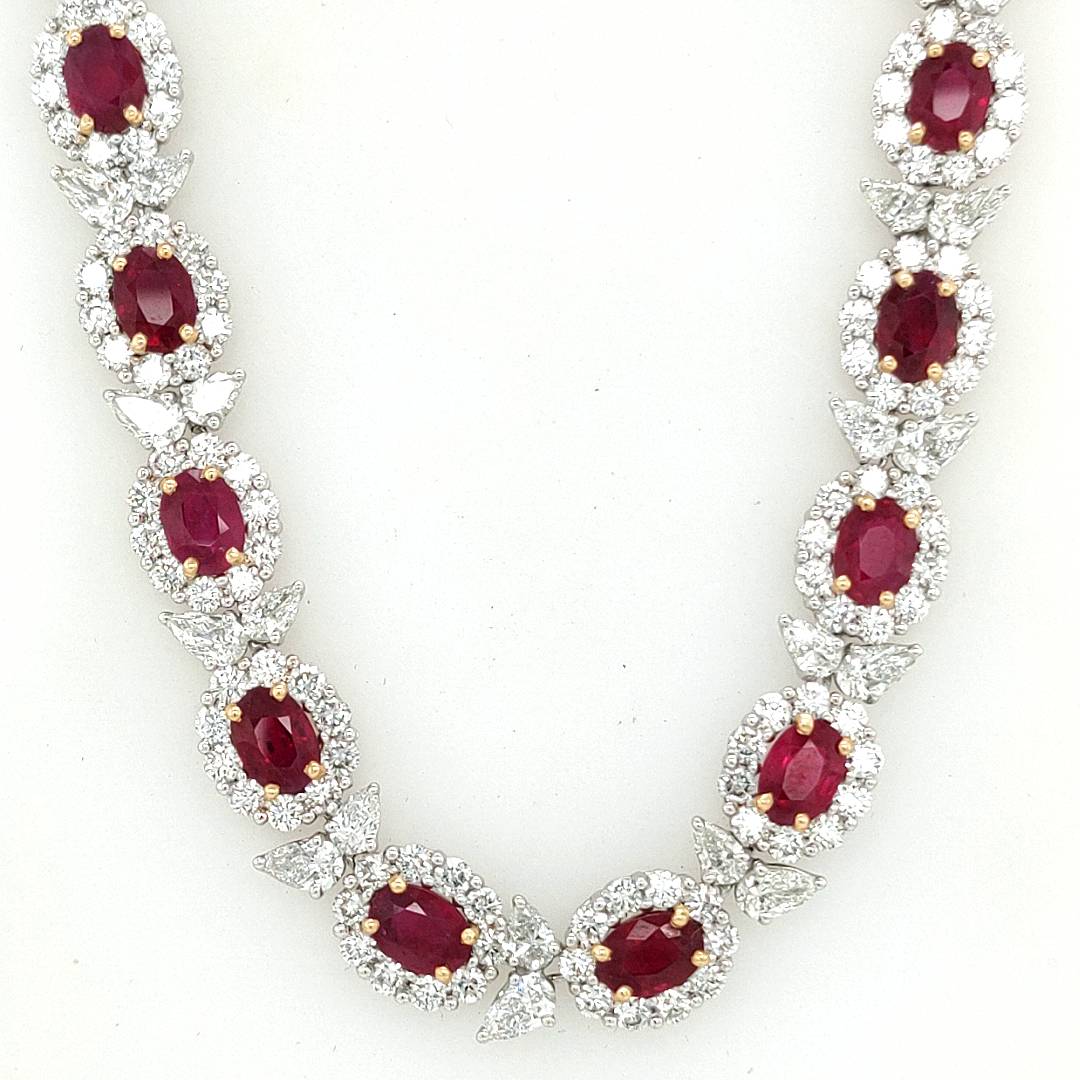 White Gold Rubies Necklace 