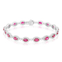 TIVOL 18K White Gold Bracelet with Oval Rubies and Round Diamonds