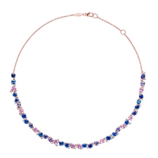 18K Rose Gold Diamond and Sapphire Necklace