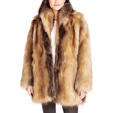 DONNA SALYERS FABULOUS FURS Shawl Collar Faux Fur Coat, Main, color, REDFOX