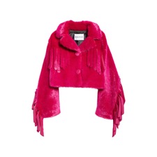 Stand Studio Lovis Fringe Crop Faux Fur Jacket, Main, color, FUCHSIA