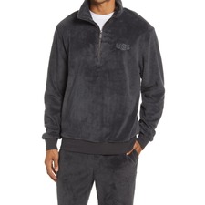 UGG® Zeke Half Zip Fleece Pullover, Main, color, INK BLACK