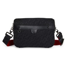 Christian Louboutin Ruisbuddy Jacquard &amp; Leather Crossbody Bag, Main, color, BLACK/ BLACK/ BLACK