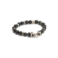 FERRAGAMO Men's Beaded Stone Stretch Bracelet, Main, color, FALCONS EYE
