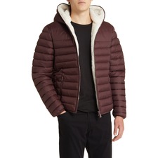 Save The Duck Morus Water Resistant Hooded Puffer Jacket, Main, color, BURGUNDY BLACK