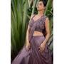 Dusty Plum Silk Designer Saree Style Lehenga