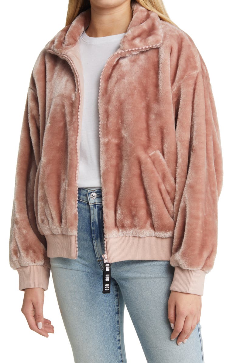 UGG® Laken Plush Fleece Jacket, Main, color, CLIFF