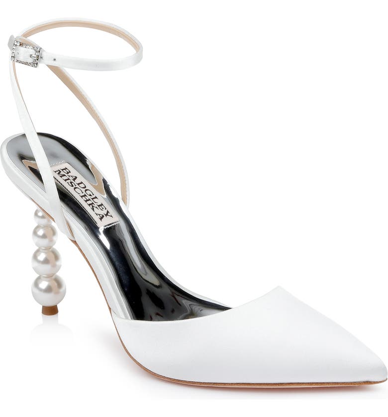 Badgley Mischka Collection Indie Ankle Strap Pointed Toe Pump, Main, color, SOFT WHITE