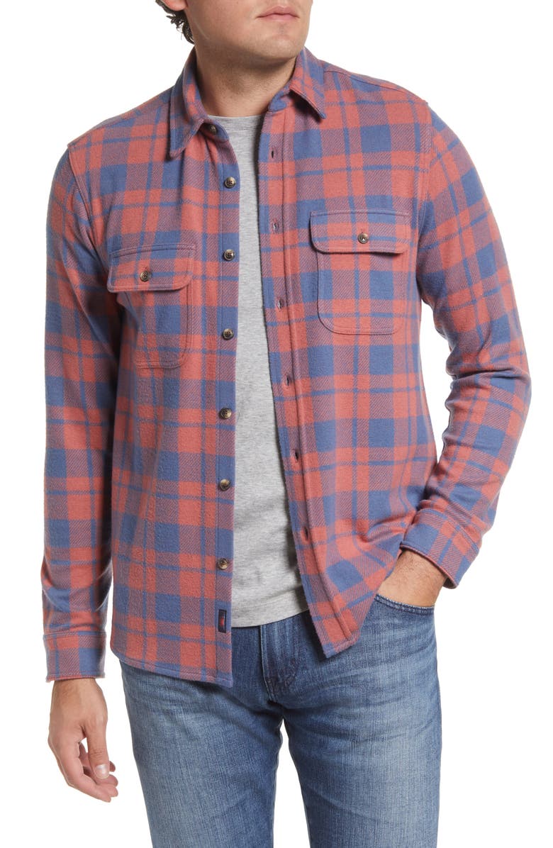 Faherty Legend Buffalo Check Flannel Button-Up Shirt, Main, color, ROSE BLUE CHECK