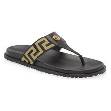 Versace Greca Flip Flop, Main, color, BLACK VERSACE GOLD