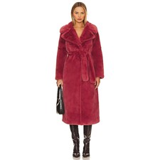 Ena Pelly Tahnee Longline Faux Fur Jacket in Cinnabar | REVOLVE