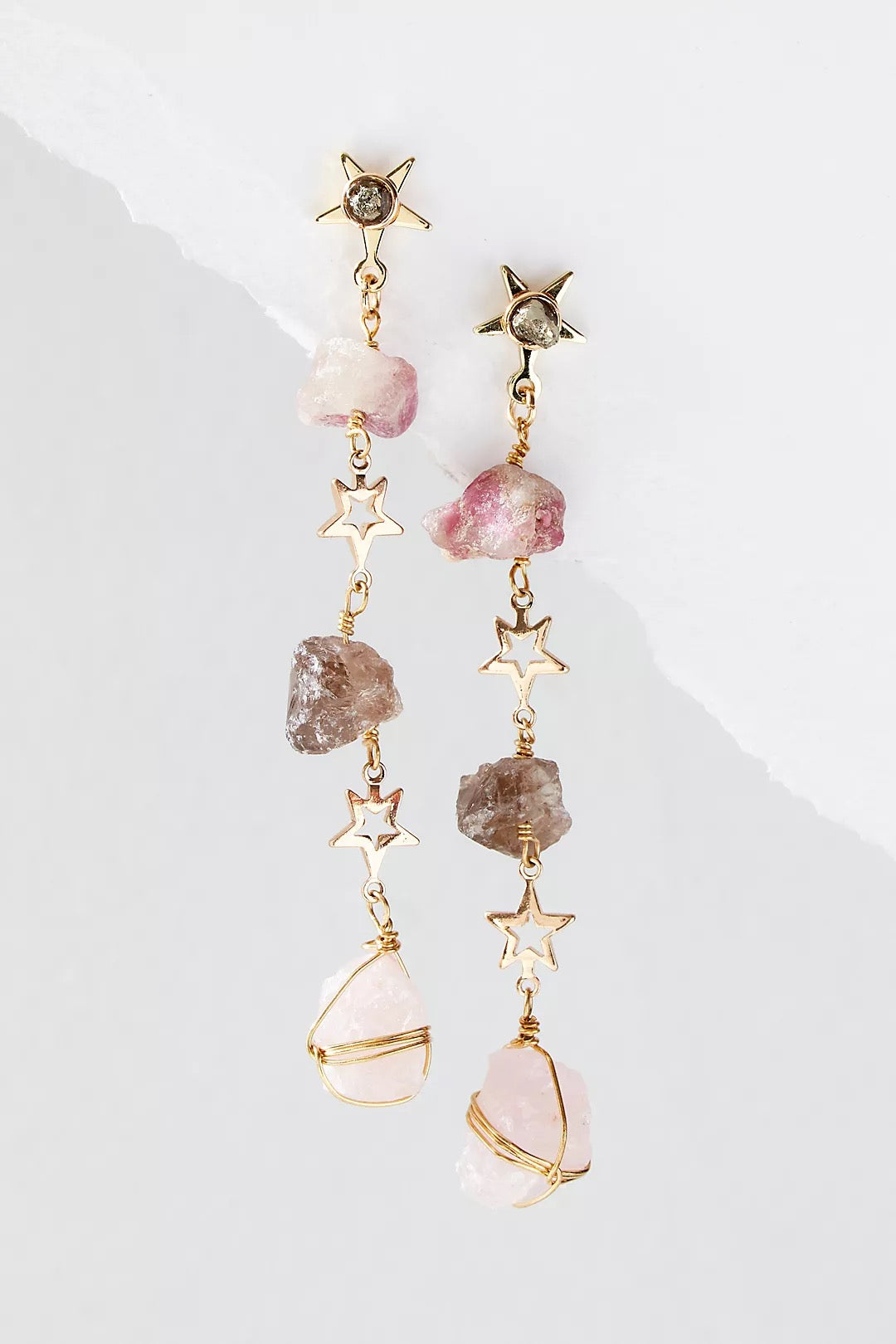 healing crystal star earrings