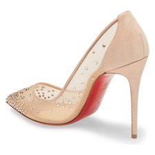 Christian Louboutin Mini Glitter Follies Strass Pump, Alternate, color, LIGHT SILK
