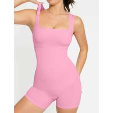 Wholesale Eco-friendly Seamless Square Neck Waist and Belly Shaping Jumpsuit