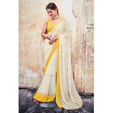 Pearl White Georgette Embellished Saree