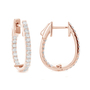 18k Rose Gold Oval Diamond Hoop Earrings