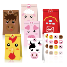 Farm animal bags with stickers