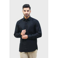 Men Black Formal Shirt -Veshbhoshaa