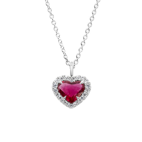 Platinum Heart-Shaped Ruby ...