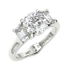 Round With Emerald Trilogy Ring