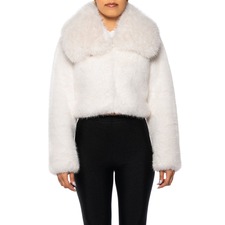 AZALEA WANG Crop Faux Fur Jacket, Main, color, WHITE