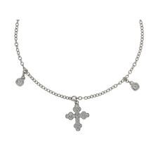 Damaso 18k White Gold Diamond Cross Necklace