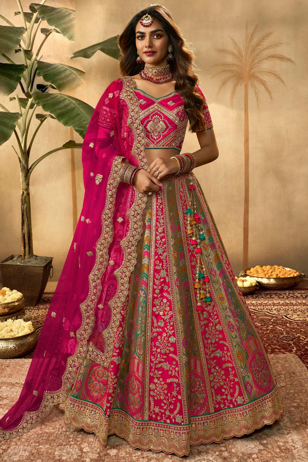Magenta Banarasi Silk Embro...